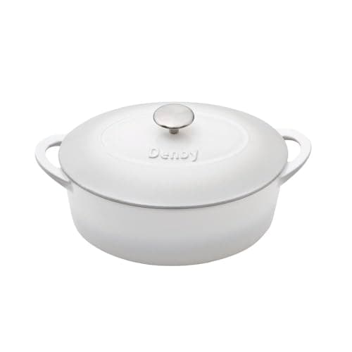 Image of Denby Natural Canvas Cast Iron 4.2L Oval Casserole, Medium, White