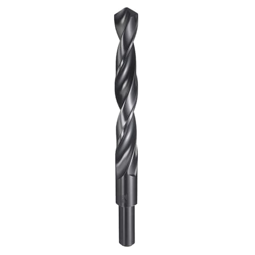 Image of sourcing map 18mm Drill Bit 13mm Reduced Shank Round 4241 High Speed Steel Nitriding Black 118° Standard Point for Plastic Wood Copper Aluminum Iron Medium Soft Metal