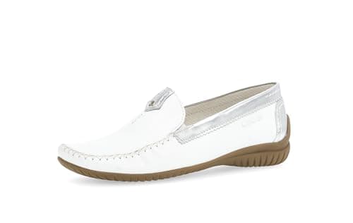Image of Gabor California 46.090.50 White / Silver Leather Moccasin Shoe 6