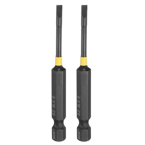 Image of sourcing map 2pcs SL3 Slotted Impact Screwdriver Bits 3mm Slotted Tip 1/4" Hex Shank 70mm (2.8") Long Magnetic Flat Head Phosphated S2 Steel Screw Driver Drill Bits Electric Power Tool