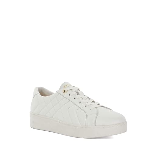 Image of Dune London Ladies Wide Fit EGENT Quilted Leather Lace Up Trainers Size UK 6 White