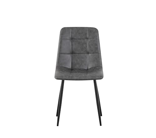 Image of MOF Dining Chair, Faux Suede Dining Chairs with Padded Seat and Backrest, Sturdy Metal Legs - Upholstery Dining Room Chair for Kitchen, Living Rroom or Home Office (GREY CHECK x 1)