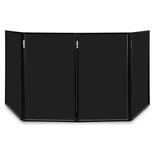 Image of Vonyx DB2B Portable DJ Booth Screen, Foldable 4-Panel Steel & Lycra Facade, Compact DJ Stand for Mobile Disco, Booth Screen for Wedding, Party & Stage Events
