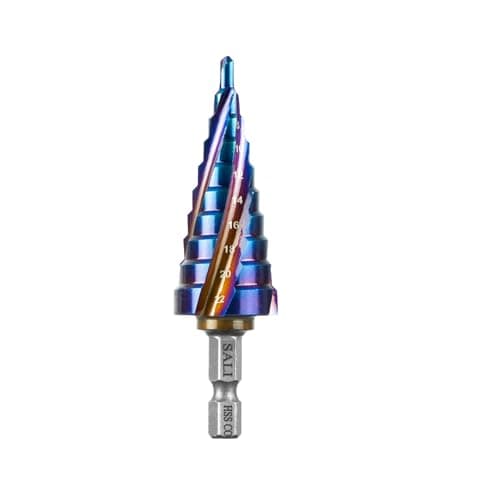 Image of SALI M35 HSS Step Drill Bit 4-22 mm Four Spiral Flute Cobalt Step Drill 1/4" Hex Shank Quick Change Design High Speed Steel Step Drill Bit for Metal, Stainless Steel, Aluminum, Wood, Plastic