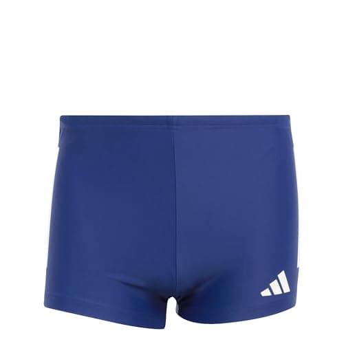 Image of adidas Men's 3 Stripes Swim Boxers, Dark Blue/White, XS