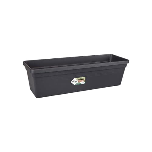 Image of elho Green Basics Trough 80 - Planter for Balcony & Outdoor - Ø 79.0 x H 14.0 cm - Black/Living Black