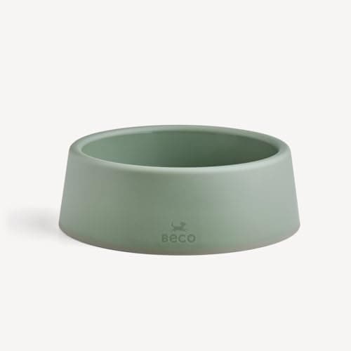 Image of Beco Dog Bowl - Food & Water Steady Bowl, Recycled Plastic, Non-Slip Rubber Base, Olive Green, Small