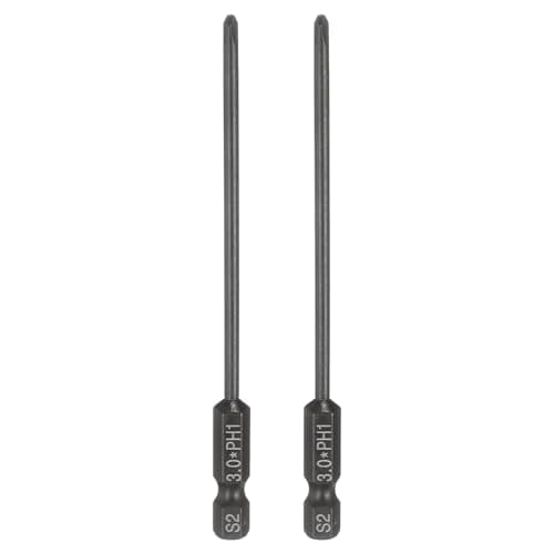 Image of sourcing map 2pcs #1 Phillips Screwdriver Bit PH1 1/4" Hex Shank 4" (100mm) Long 3mm Rod Magnetic Cross Head Drive Drill Bits S2 Steel Industrial Screw Driver Electric Power Tool, Black