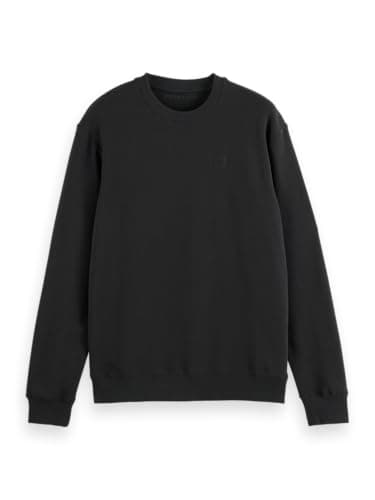Image of Scotch & Soda Mens Essential Badge Logo Crewneck Sweatshirt, Black, M UK