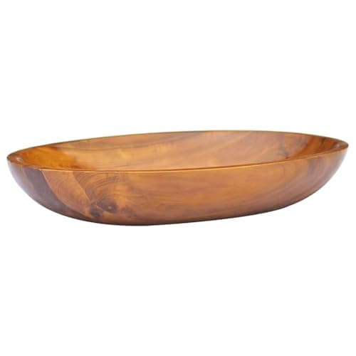 Image of vidaXL Solid Teak Wood Basin - Durable, Easy to Clean, Fine-Sanded Finish, Ideal for Everyday Use, Fully Assembled, Dimensions: 60x40x10 cm