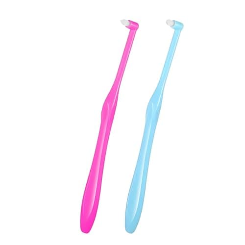 Image of 2 Pcs Interspace Toothbrush Set, Soft Single Tufted Toothbrush for Deep Cleaning, Orthodontic & Implant Care, Compact Gum Brush for Sensitive Teeth (Pink & Blue)