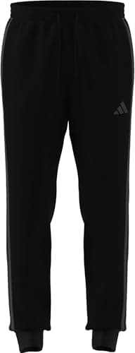 Image of adidas Men's Essential Three Stripes Fleece Pants, Black/Carbon, L