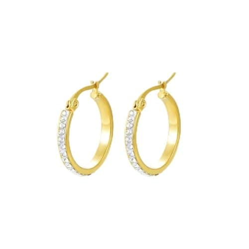 Image of Yumay 9CT Gold Filled Hoop Earrings with White Crystalsfor Women,20MM Round Hoop Earrings Girls.