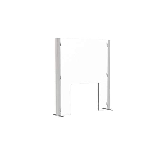 Image of Displaypro Protection Screen Sneeze Guard Clear Plastic Desktop Divider with Hatch (W 650 x 750mm)