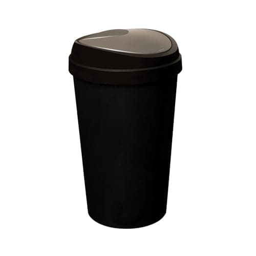 Image of Spectraplast® 50L Top Touch Kitchen Bin Large Indoor Rubbish Bin with Coloured Lids (Black, Blue, Red, Silver, Green, Yellow) – Hands-Free Waste Disposal for Kitchen, Home, Office & Recycling (SILVER)