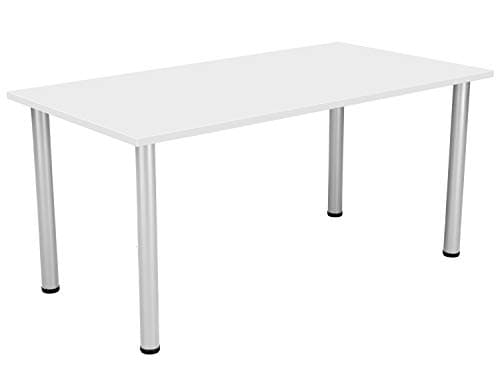 Image of Office Hippo Desk Table, Sturdy & Robust Computer Table, Stylish Work Table For Home Office, Ideal For Canteen or Meeting Room, High Table Desk, 5 Year Guarantee - White
