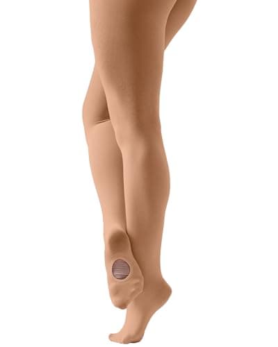 Image of Silky Dance High Perf Convertible Ballet Tights For Girls, Tan, Age 9-11