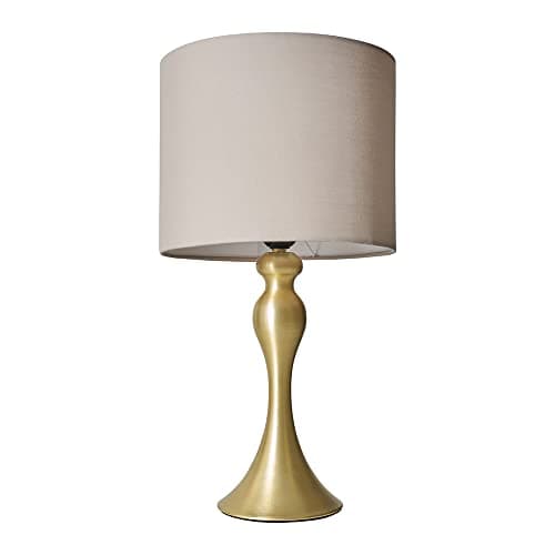 Image of MiniSun | Modern Matt Gold Spindle Design Table Lamp with a Beige Drum Shade | Home Décor, Bedside & Desk Lamp