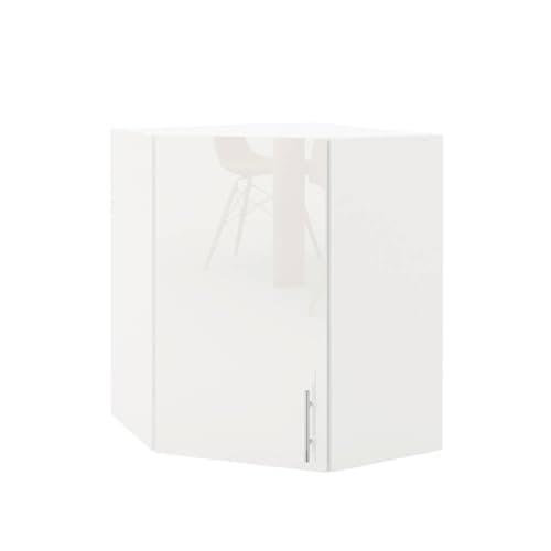 Image of JD Greta 600mm Kitchen Wall Corner Cabinet with Doors – Wall Corner Unit – White Gloss – Modern Storage Cupboard