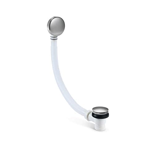 Image of 1.5 Inch Bath Waste & Overflow, Sturdy Plastic Pipping, Pop Up Waste Connection, Contemporary Design, Pop Up Bath Plug Waste, Easy Clean, Easy to Install Bath Waste Kit, Fixings (Chrome)