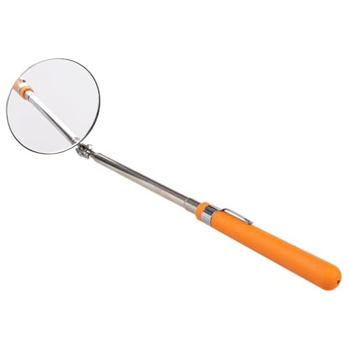 Image of Gyxcelc Automotive Telescopic Inspection Mirror Round Handle Mechanics Mirror Tool Stainless Steel Universal Folding Telescopic Round Mirror for Mechanics Cars maintenance 80mm Diameter,Orange