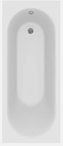 Image of Modern Bathroom Single & Double Ended Straight Bath Gloss White Acrylic Bathtub End Side Panel Options (Curved Single End 1700 x 700mm)