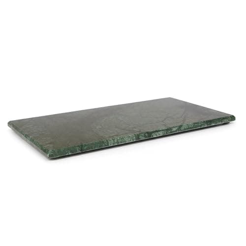 Image of Argon Tableware Marble Serving Board - 32.5 x 17.5cm - Green Natural Stone Charcuterie, Cheese & Tapas Platter with Non-Slip Feet for Home, Café & Restaurant Use