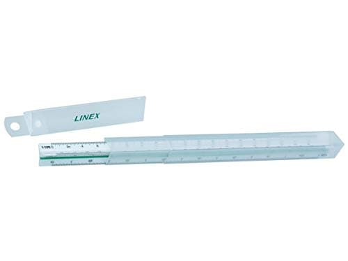 Image of Linex 1:15:100 300mm Triangular Scale Rule - White