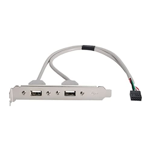 Image of ChenYang CY 2 Port USB 2.0 Type A Female Screw to USB 2.0 9 Pin Motherboard Header Cable with Bracket