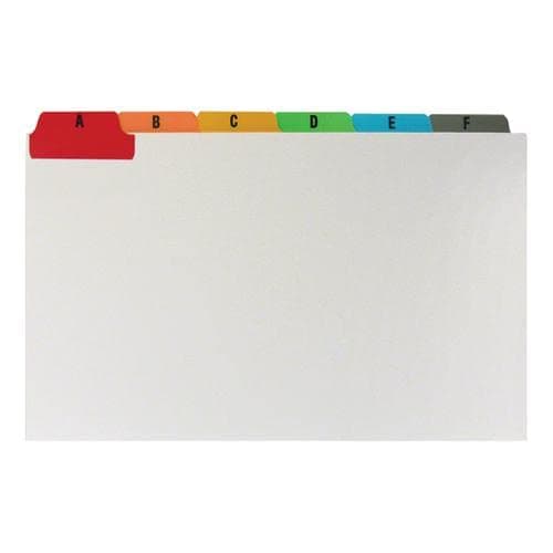 Image of 5 Star Office Guide Card Set A-Z Reinforced 8x5in 203x127mm White with Tabs Multicoloured+Free Finchley Refell Pen
