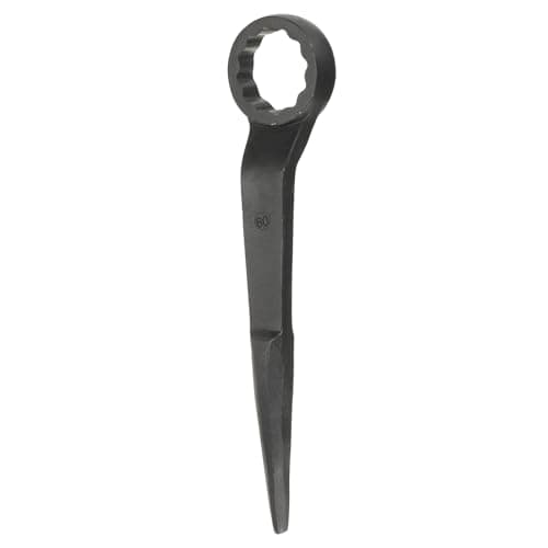 Image of sourcing map Single Head Box Wrench 60mm 45# Steel Blackening Metric Striking Wrench Offset Single Head Box End Ring Type Impact Hand Spanner with Pointed Tail for Repair Maintenance, Black