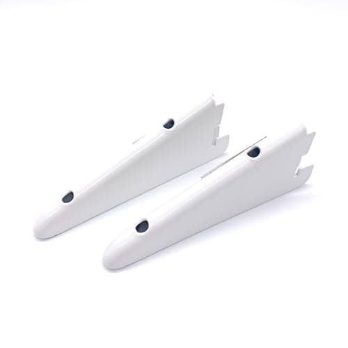 Image of Twin Slot Shelving Brackets White - Heavy Duty Steel Bracket | Pack of 2 - 120mm / 12cm