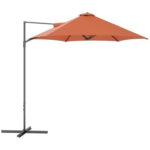 Image of Outsunny 2.5M Garden Cantilever Parasol, Offset Roma Patio Umbrella Hanging Sun Shade Canopy Shelter with 360° Rotation and Cross Base, Orange