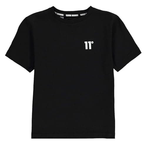 Image of 11 Degrees Kids Core T-Shirt Short Sleeve Lifestyle Cotton Black 10-12 Years