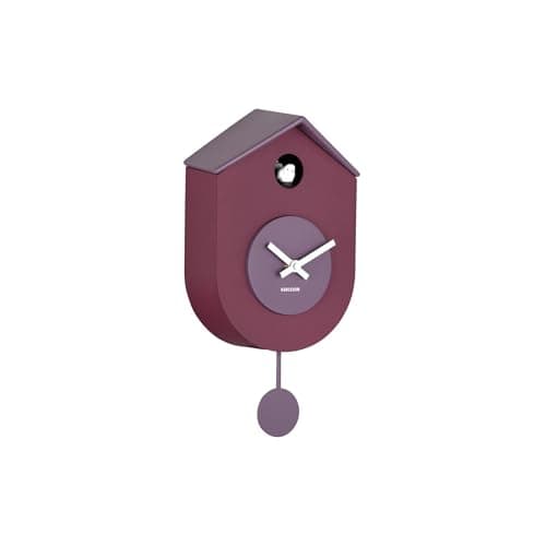 Image of Karlsson Grato Cuckoo Wall Clock with Swinging Pendulum (Dark Mauve & Soft Lavender)