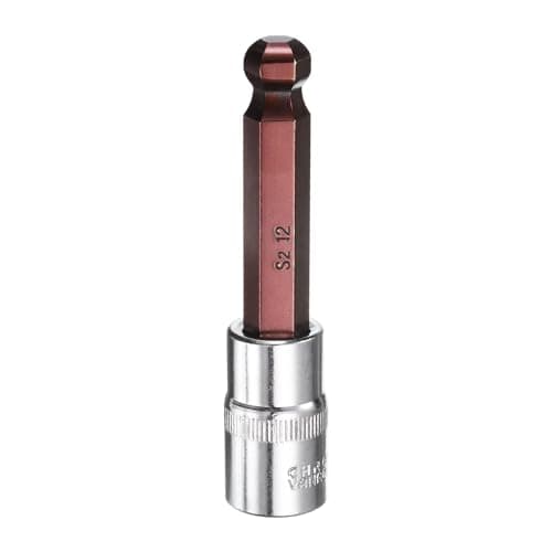 Image of sourcing map 12mm Ball End Hex Bit Socket 1/2" Square Drive Metric Extension Impact Bit Power Nut Driver Set S2 & CR-V Steel Socket Ratchet Wrench Bits