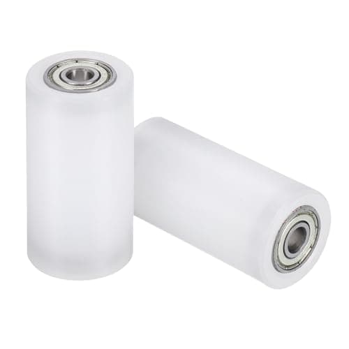 Image of sourcing map 2Pcs Nylon Roller Wheel with Bearings, 6 x 25 x 50mm (ID. x OD. x L) CNC Guiding Wheel Flat Belt Idler, Nylon Pulley (White)