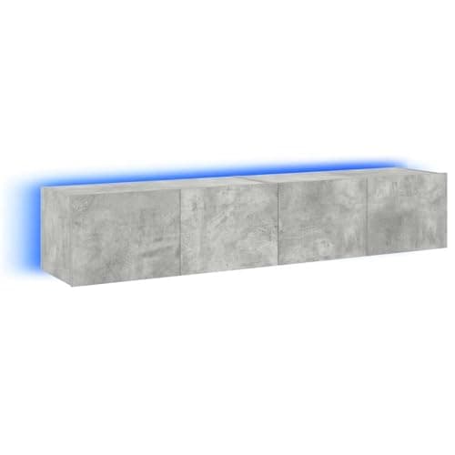 Image of vidaXL Modern TV Wall Cabinets with LED Lights and Ample Storage Room – Stylish and Versatile Living Room Furniture, Concrete Grey