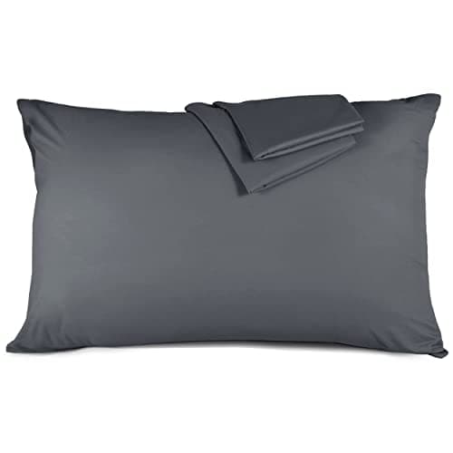 Image of Hafaa Pillow Cases 2 Pack Brushed Microfiber Plain Pillow Cases with Envelop Closure – Wrinkle & Fade Resistant Pillow Cover, (Charcoal, 48x74 cm)