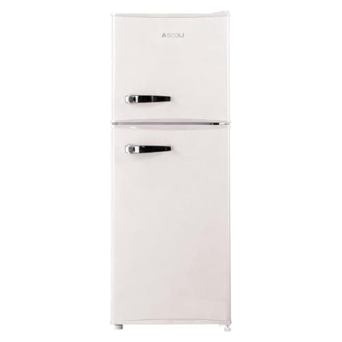 Image of ASCOLI 120L Freestanding Retro Fridge, 88L/32L, Direct Cooling, Mechanical Control, Metal Handle, Adjustable Tempered Glass Shelves, Led Light