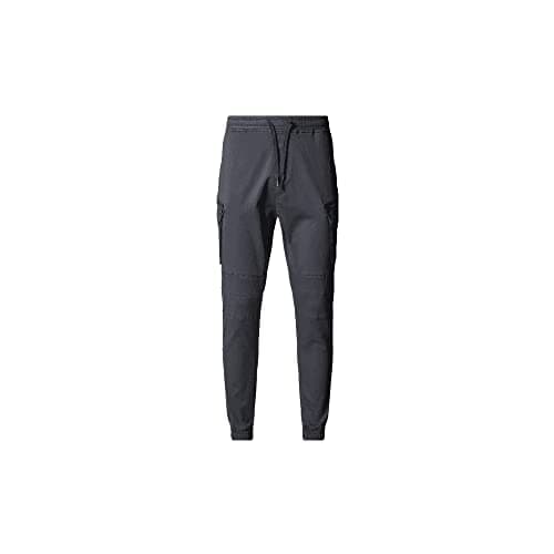 Image of 883 Police Men's Coyner Cargo Combat Trousers Drawstring Waist Cuffed Hems Multiple Pockets Cotton Stretch Jogger Comfort Stylish Fit Grey Charcoal Chino Pants for Men UK (XL, Charcoal)