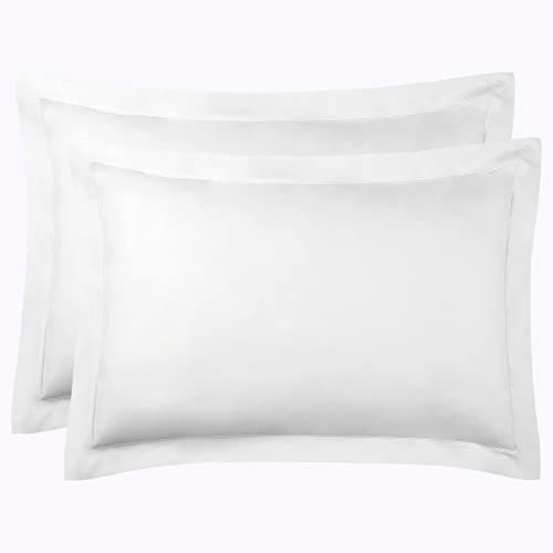 Image of Cotton Comfort Bedding Oxford Pillow Cases 2 Pack 400 Thread Count 100% Egyptian Cotton White Pillowcases 2 Pack Unique Oxford Design Soft & Hypoallergenic Pillow Covers Pack of 2 (White)