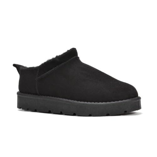 Image of ESSEX GLAM Women's Mini Snug Boots Ladies Black Faux Suede Fur Lined Warm Comfy Flexible Booties Size 7