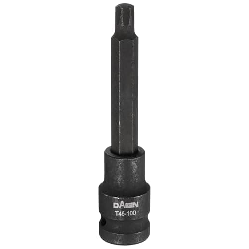 Image of sourcing map T45 Torx Bit Socket 100mm/3.94" Length 1/2" Square Drive Star 6 Point Extension Impact Bit Power Nut Driver Set S2 Steel Socket Ratchet Wrench Bits, Black