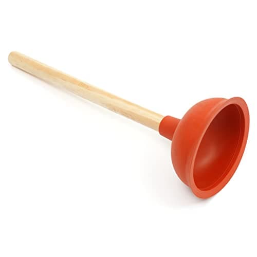 Image of Large Sink Plunger Drain Plunger Cleaner for Washroom, Kitchen, Bath, Shower, Sink and Waste Pipe Unblocker - 150mm (6 inch) Cup and 400mm (16 inch) Wood Handle