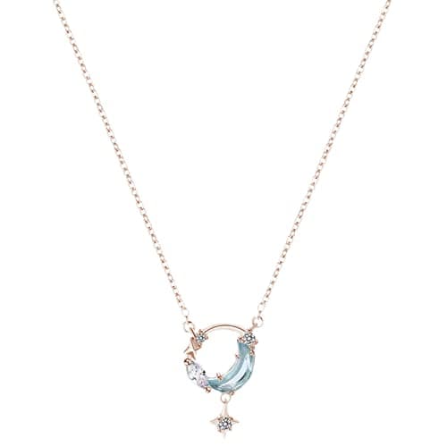 Image of Dreaming Star Star Necklace Female Senior Sense Of Design Light Luxury Star Moon Collarbone Chain Accessories Collane Estive Necklaces for Girls (Rose Gold, One Size)