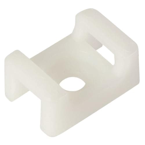 Image of GTSE 100 Pack of White/Natural Screw Mount Cable Tie Bases - Cable Ties up to 9mm Wide - 5mm (M5) Screw Hole - Saddle Mount Cable Tie Fixings…