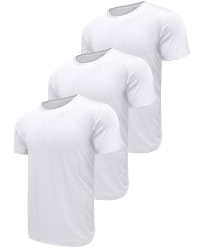 Image of Boyzn Men's 3 Packs Athletic Short Sleeve T-Shirts Dry Fit Sport Shirt Moisture Wicking Fitness Shirts Short Sleeve Workout T-Shirt Tops White-3P18-M