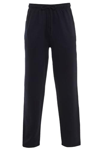 Image of LUXE FASHION Jogging Pants Mens Tracksuit Bottoms Trousers Casual Mens Joggers for Men UK Zip Pockets Elasticated Open Hem Classic Jog Pants Jog Sweatpants Sports Joggers Black