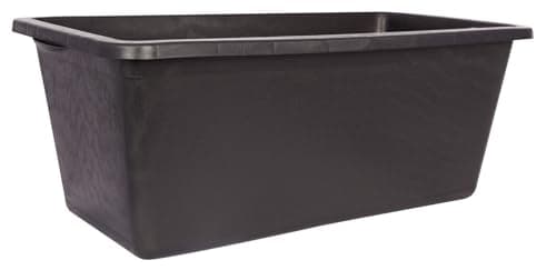 Image of Red Gorilla Rigid Black Plastic Rectangular General Purpose Multi Tub 65 Litre Capacity Horse Animal Feeding Trough or Storage Garden Outdoor Planter 39cm x 70cm